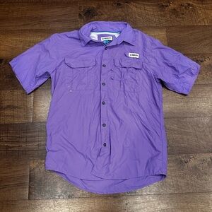 Magellan Outdoors Purple Casual Button Down Shirt Short Sleeves